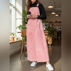 Vintage Bagatelle Pink Suede Pinafore Dress Soft Grunge Indie 90s Revival Med
